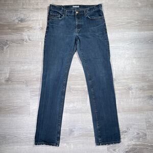Won Hundred Dean B Jeans Heavy Black Blue Dyed Slim Cut Mid Rise 34 x 34
